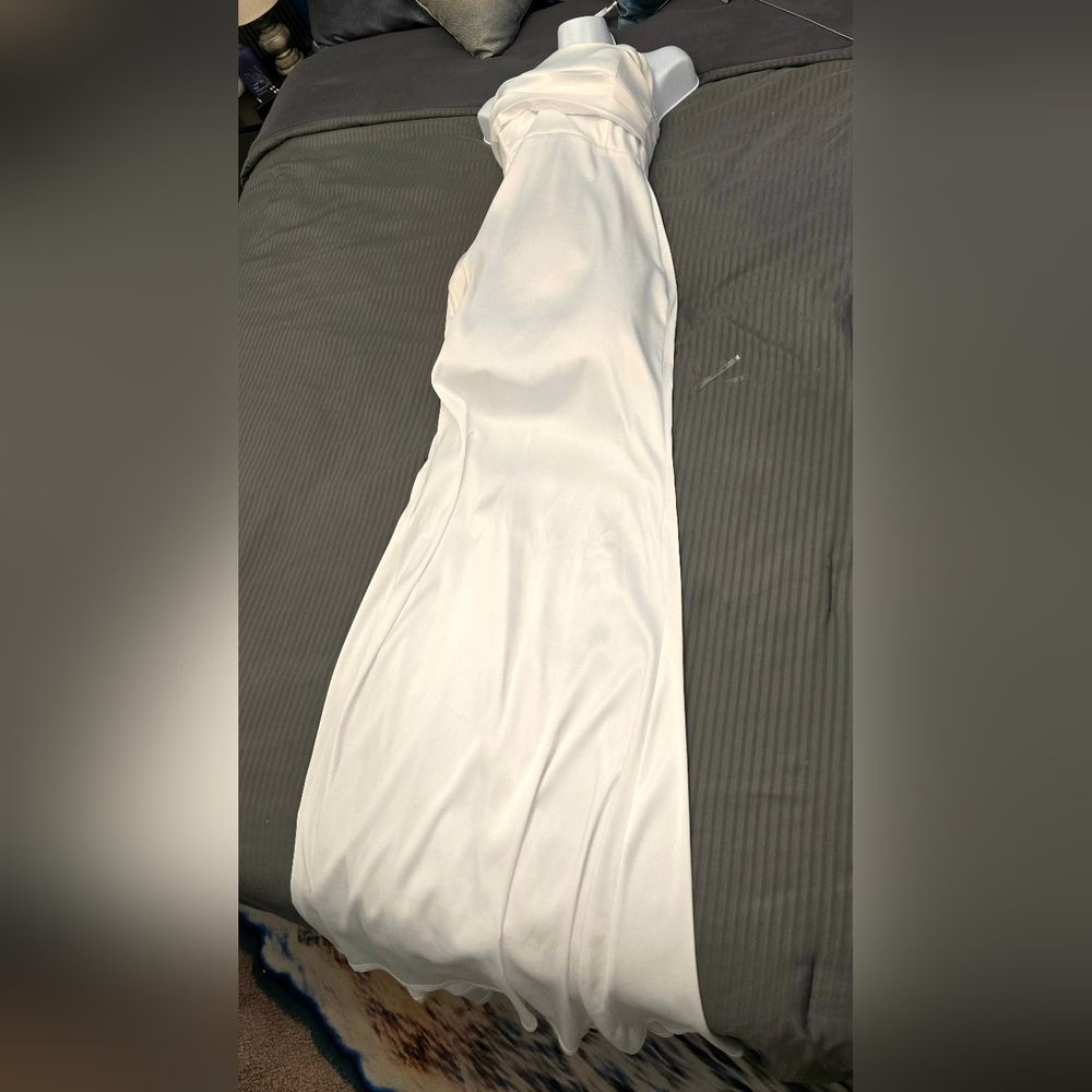 Fashion Nova Naomi Cream Satin Maxi Dress - Picture 8 of 9